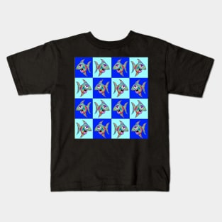 blue graffiti fish Kids T-Shirt